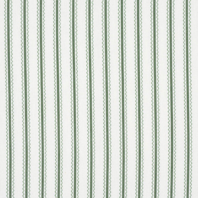 Schumacher Birdie Ticking Stripe Leaf Green Fabric