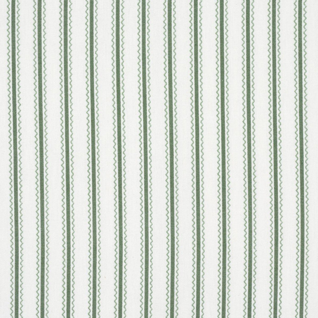 Schumacher Birdie Ticking Stripe Leaf Green Fabric