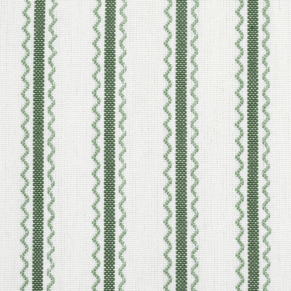Schumacher Birdie Ticking Stripe Leaf Green Fabric