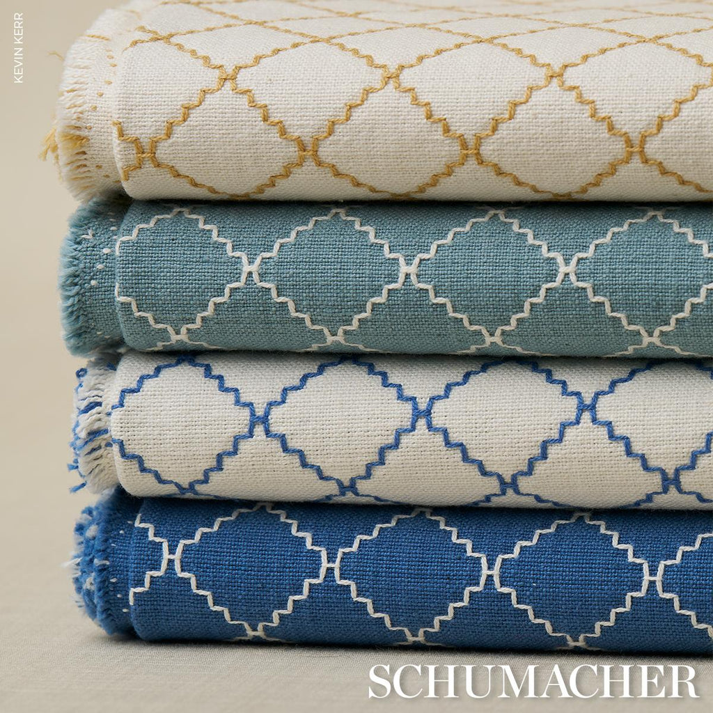 Schumacher Maggie Lattice China Blue Fabric