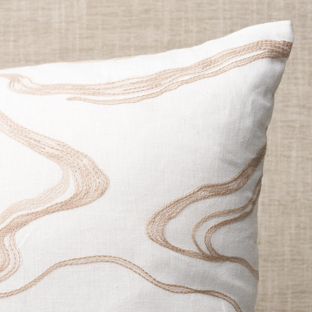 Schumacher Desert Wind Embroidery Sandstone 22" x 22" Pillow
