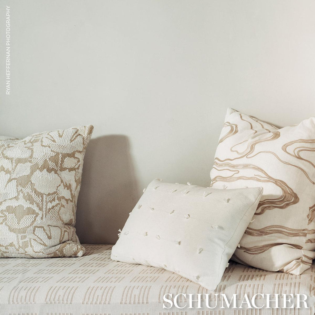 Schumacher Desert Wind Embroidery Sandstone 22" x 22" Pillow