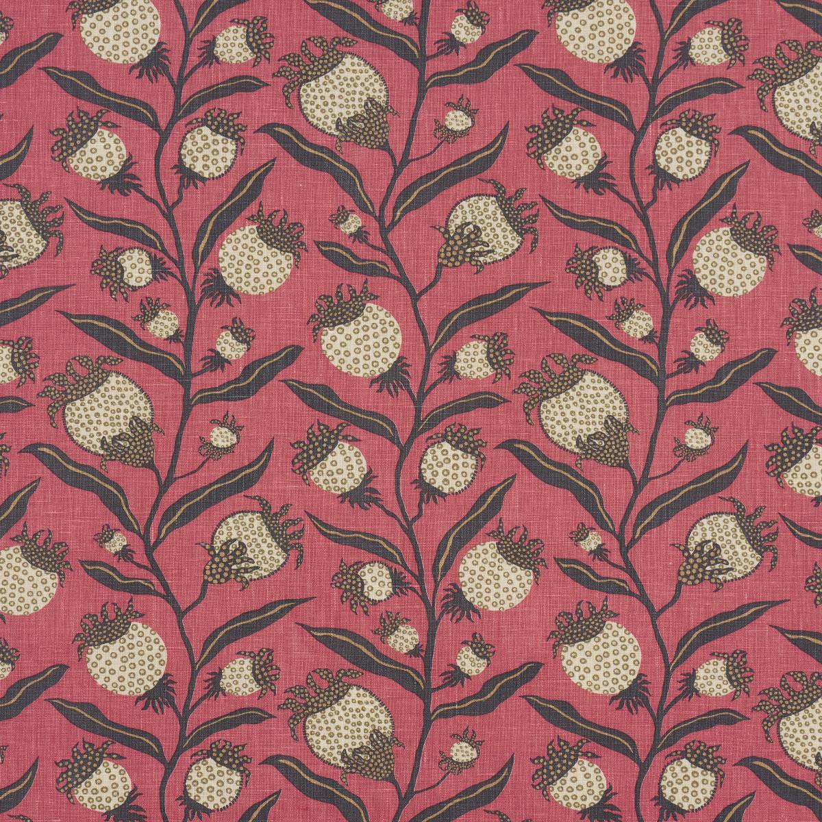 Schumacher Thistle Vine Red & Gold Fabric