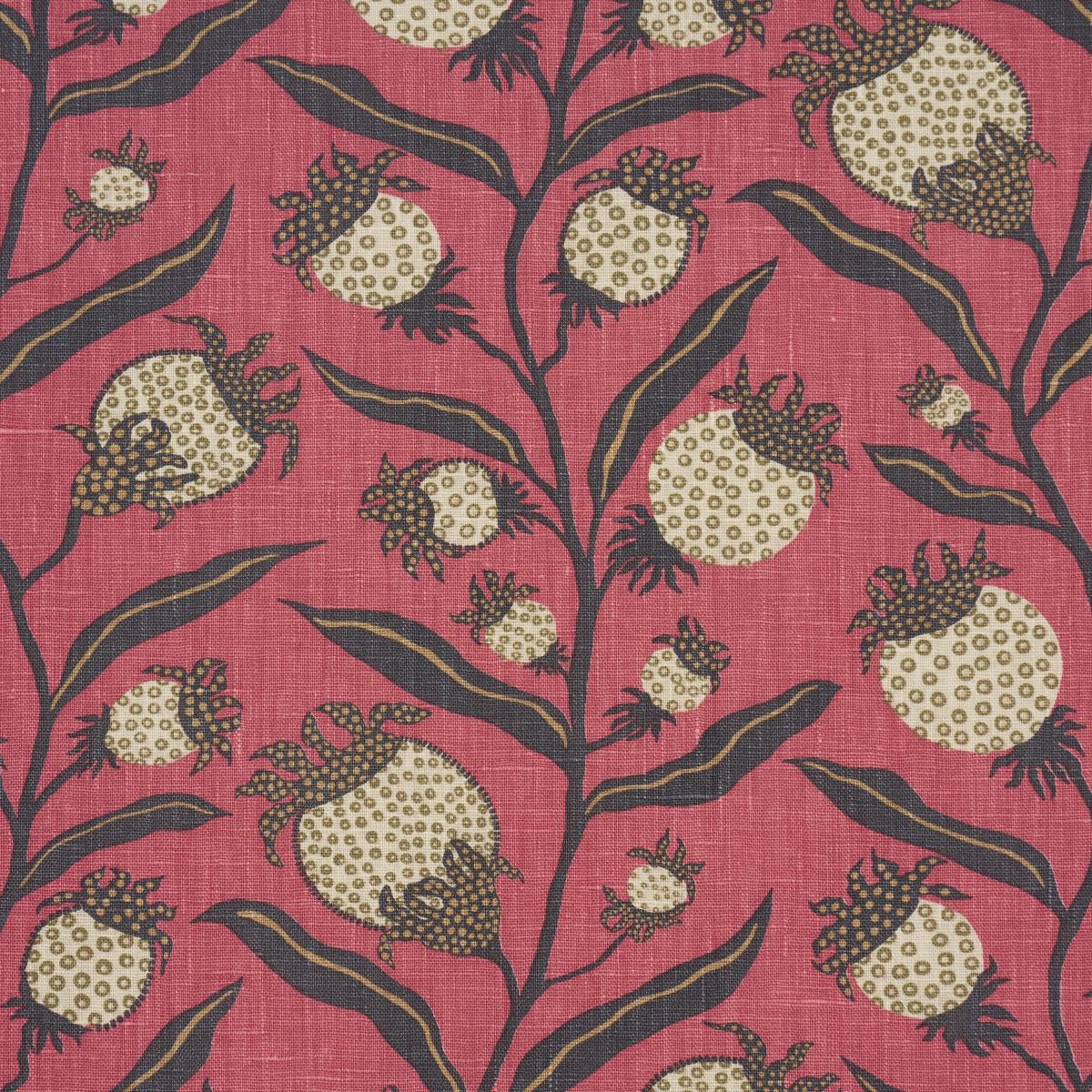Schumacher Thistle Vine Red & Gold Fabric