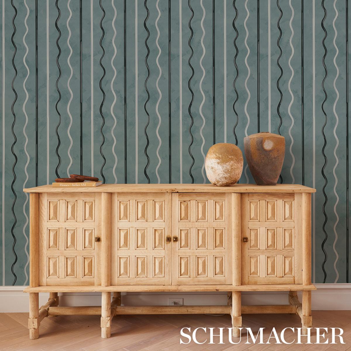 Schumacher Backdrop X Schumacher Affogato Blue Gray Wallpaper