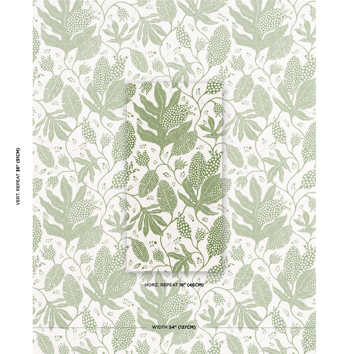 Schumacher Polka Dot Jungle Green & Ivory Wallpaper