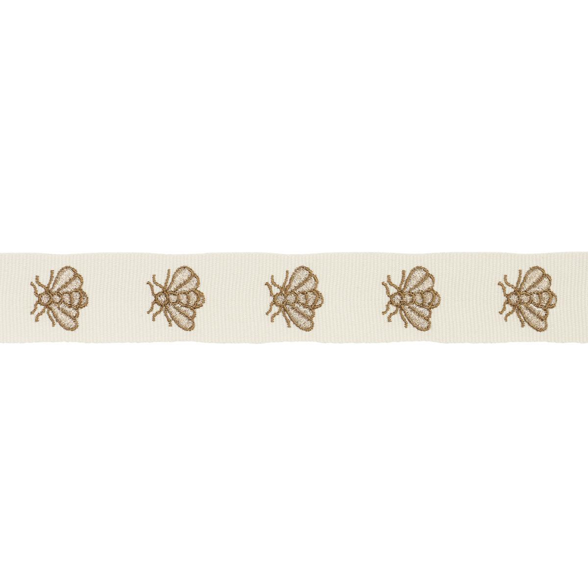 Schumacher Hubert'S Bees Tape Ivory & Gold Trim