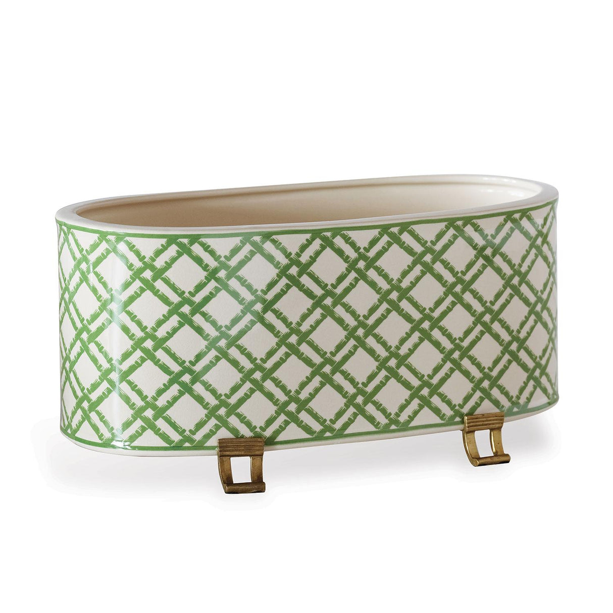 Williamsburg Bamboo Trellis Green/Cream Planter