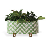 Williamsburg Bamboo Trellis Green/Cream Planter
