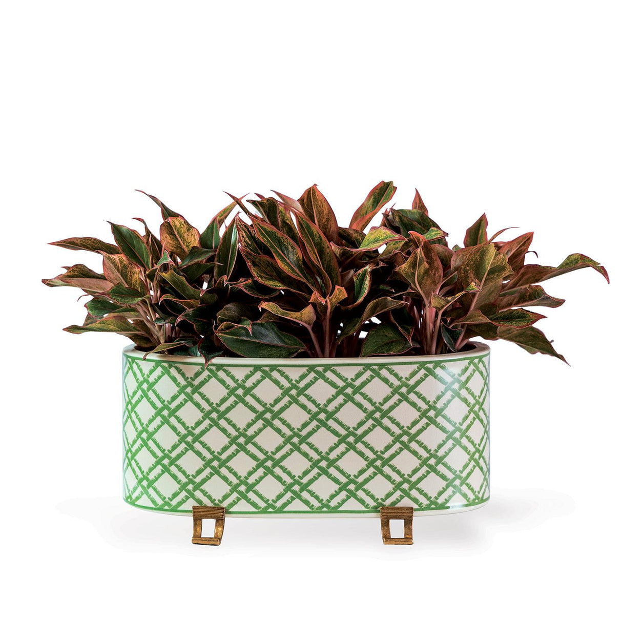 Williamsburg Bamboo Trellis Green/Cream Planter