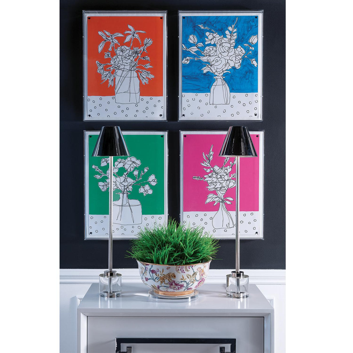 Williamsburg Braganza Pink/White/Gold Bowl