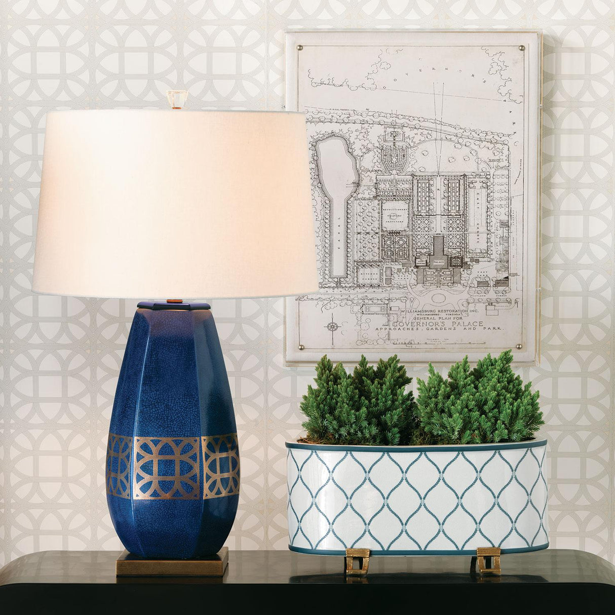 Williamsburg Lamerie Blue/Gold Accent Lamp