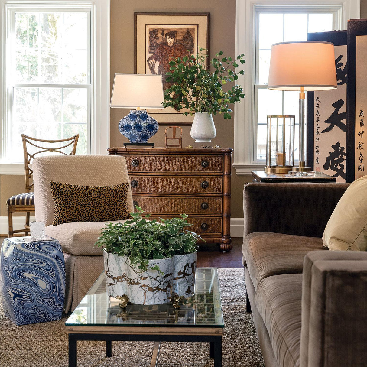 Williamsburg Hannah Blue/Cream Accent Lamp