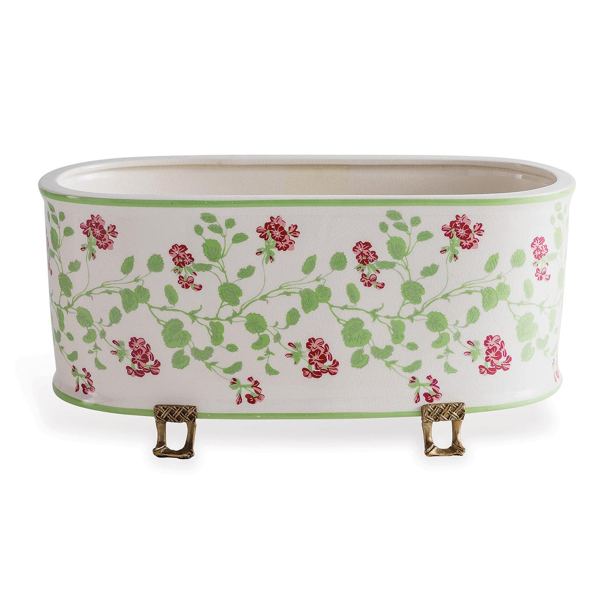 Williamsburg Geranium Trellis Cream/Green/Pink Planter