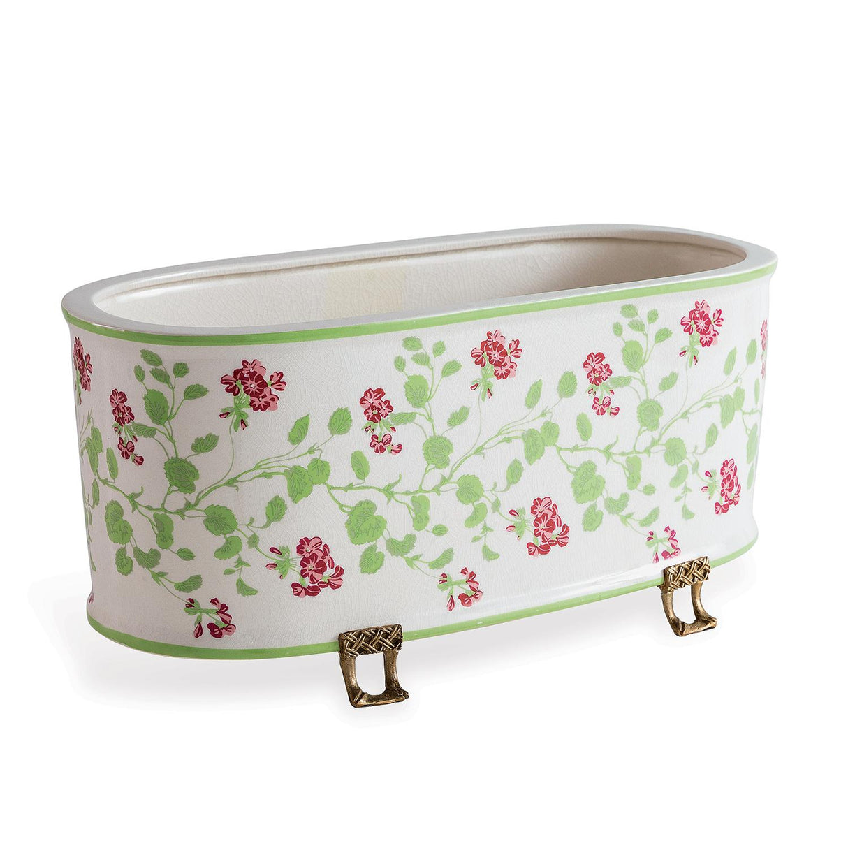 Williamsburg Geranium Trellis Cream/Green/Pink Planter