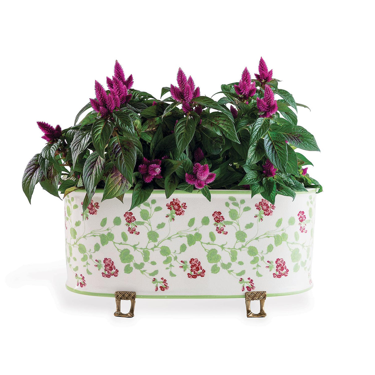 Williamsburg Geranium Trellis Cream/Green/Pink Planter