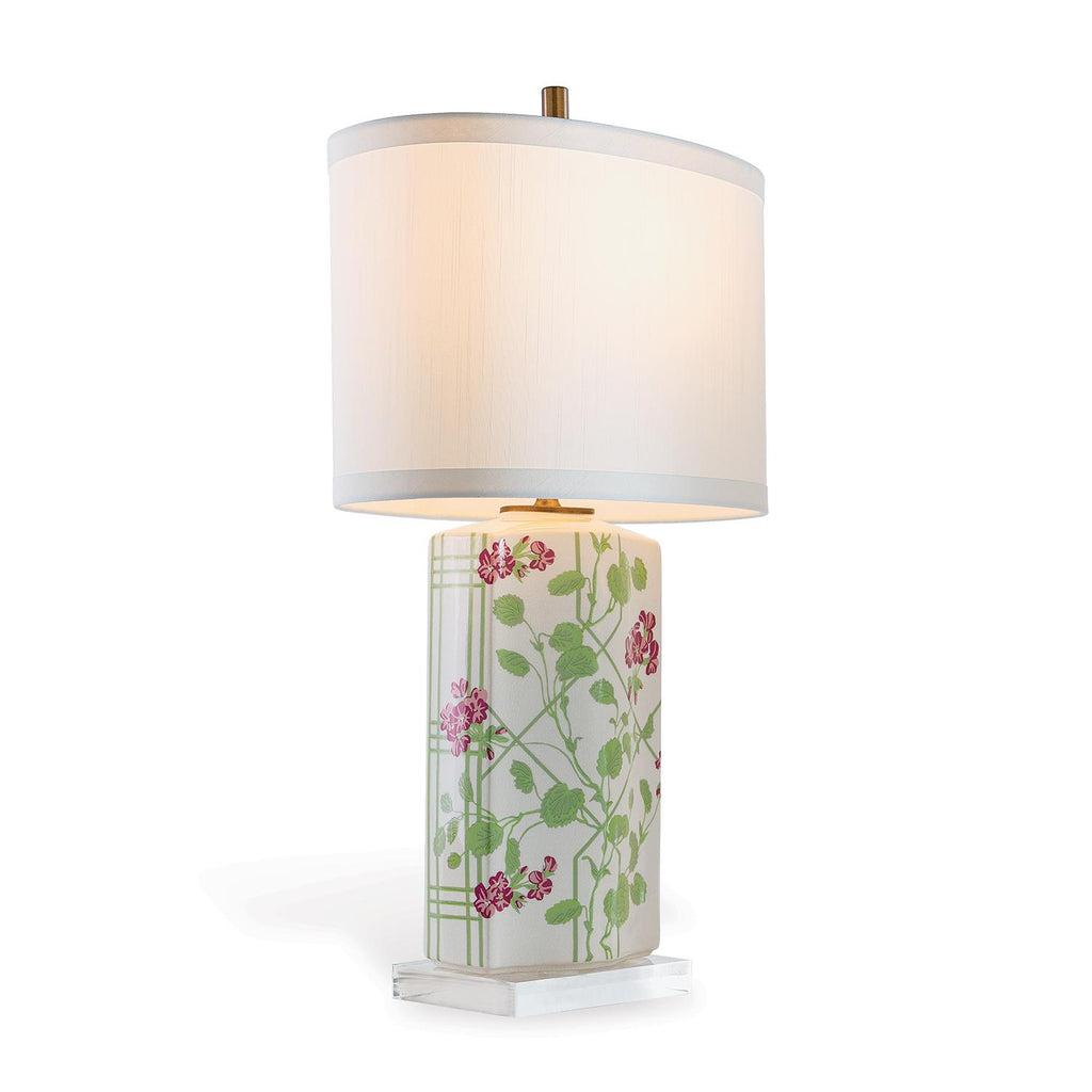 Williamsburg Geranium Trellis Cream/Green/Pink Accent Lamp