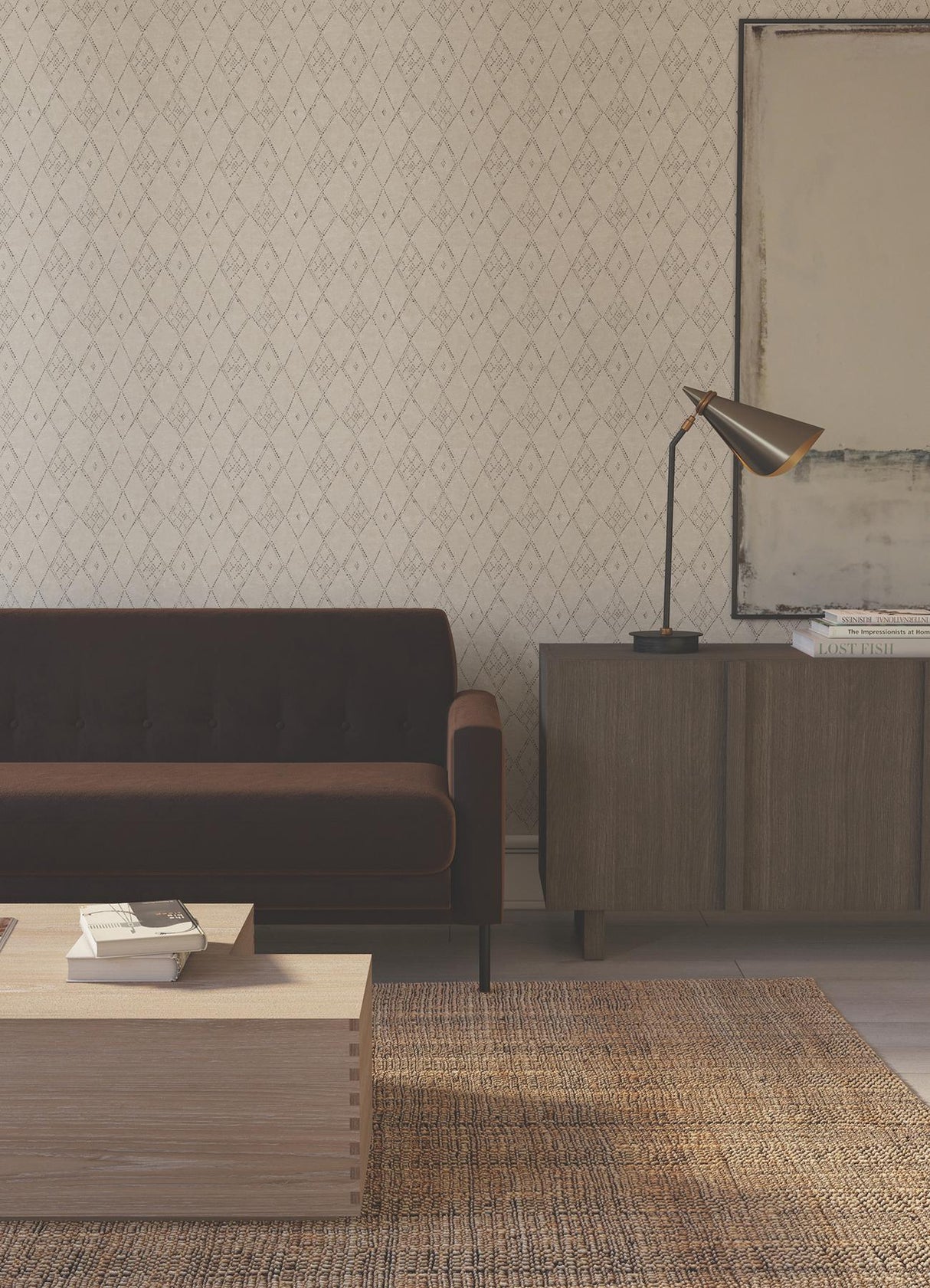 Lemieux et Cie Souk Diamonds Taupe Black Wallpaper