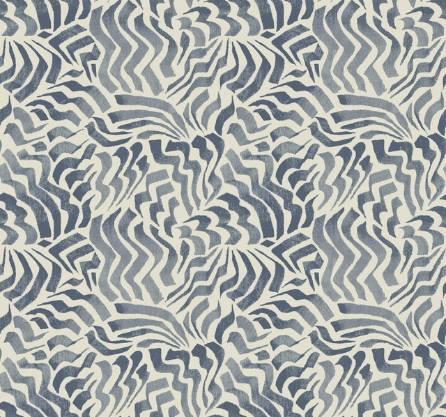 Lemieux et Cie Zora Wave Denim Blue Wallpaper