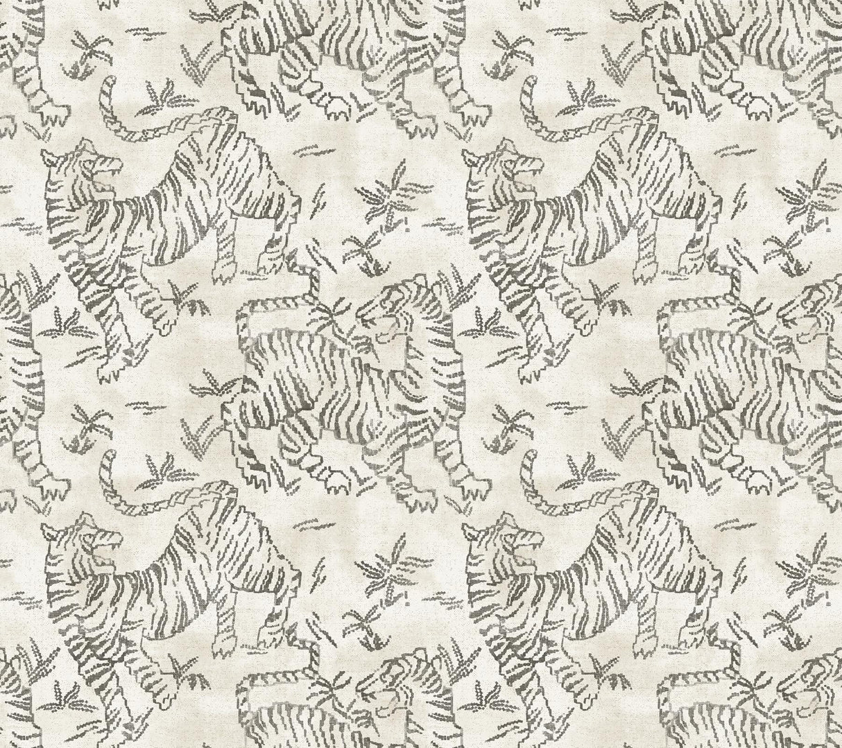 Lemieux et Cie Orly Tigers White White Wallpaper