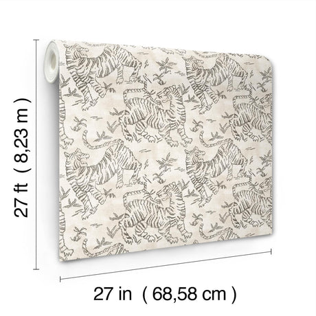 Lemieux et Cie Orly Tigers White White Wallpaper