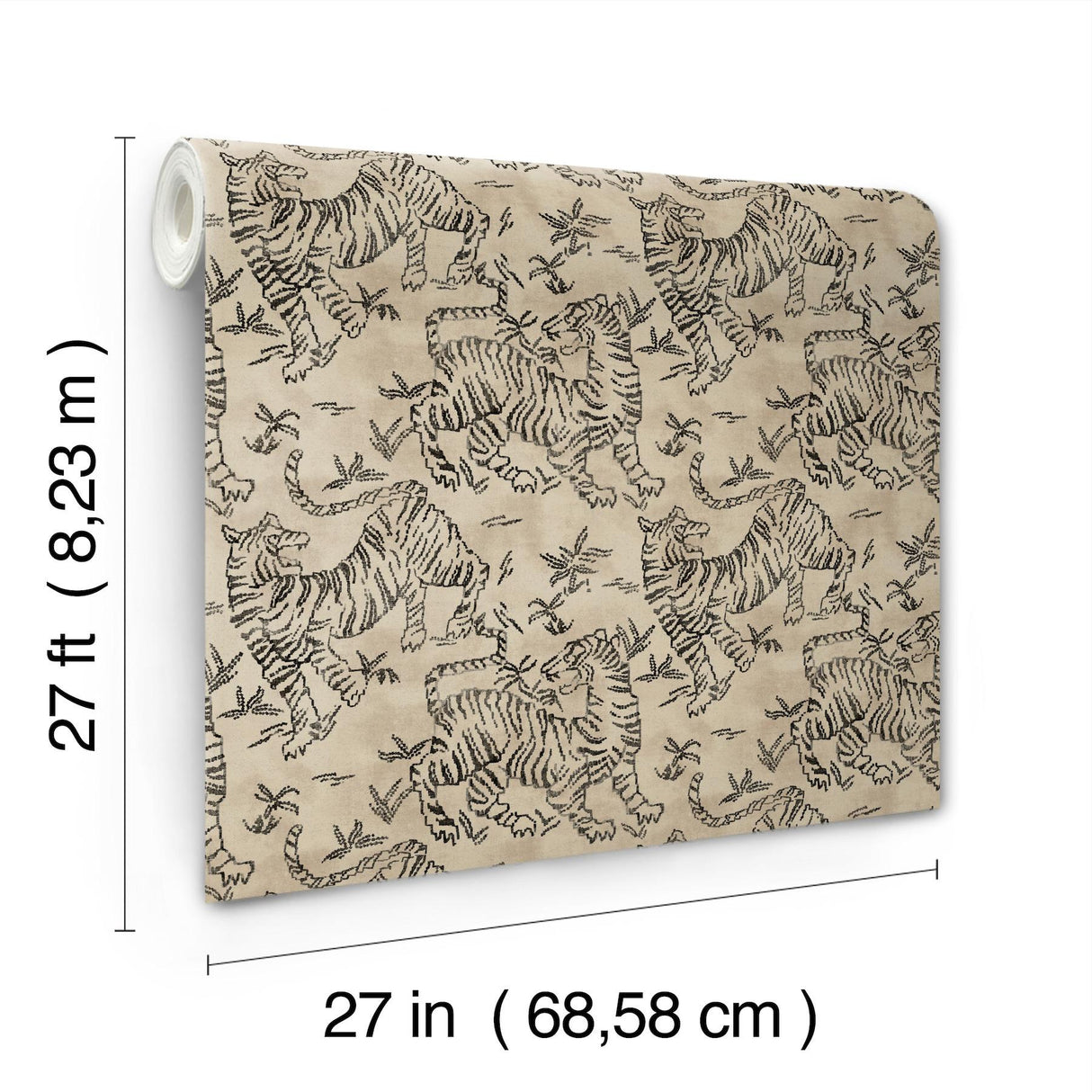 Lemieux et Cie Orly Tigers Taupe Beige Wallpaper
