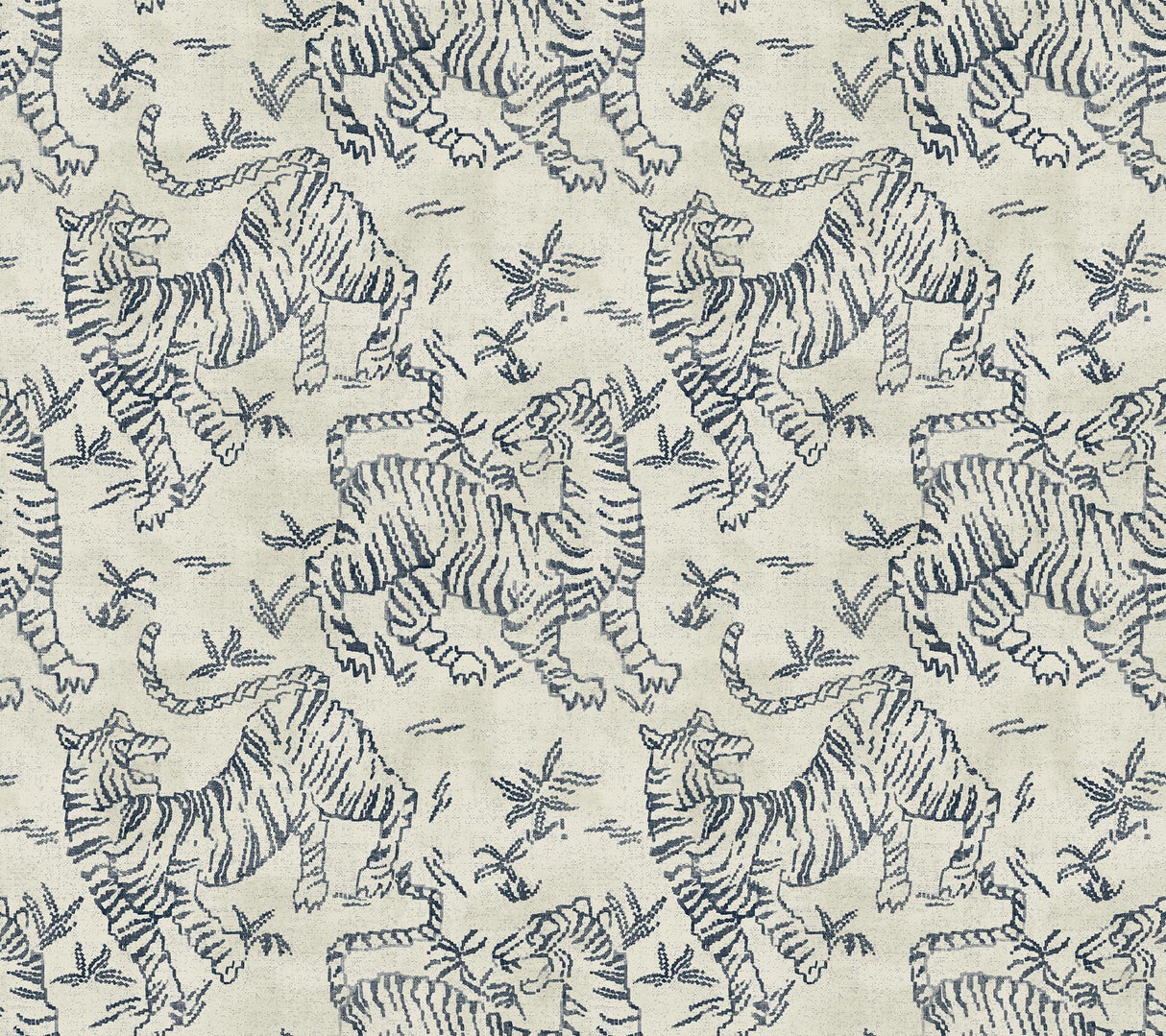 Lemieux et Cie Orly Tigers Indigo Off-White Wallpaper