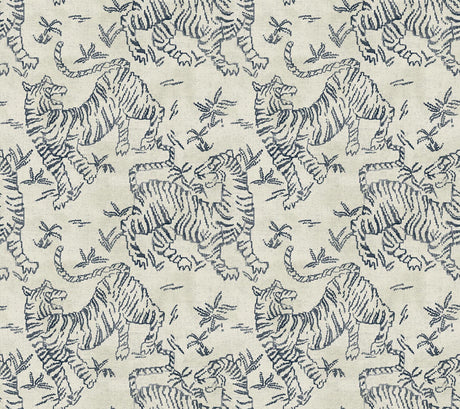 Lemieux et Cie Orly Tigers Indigo Off-White Wallpaper