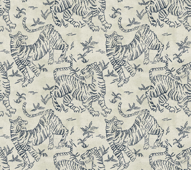 Lemieux et Cie Orly Tigers Indigo Off-White Wallpaper