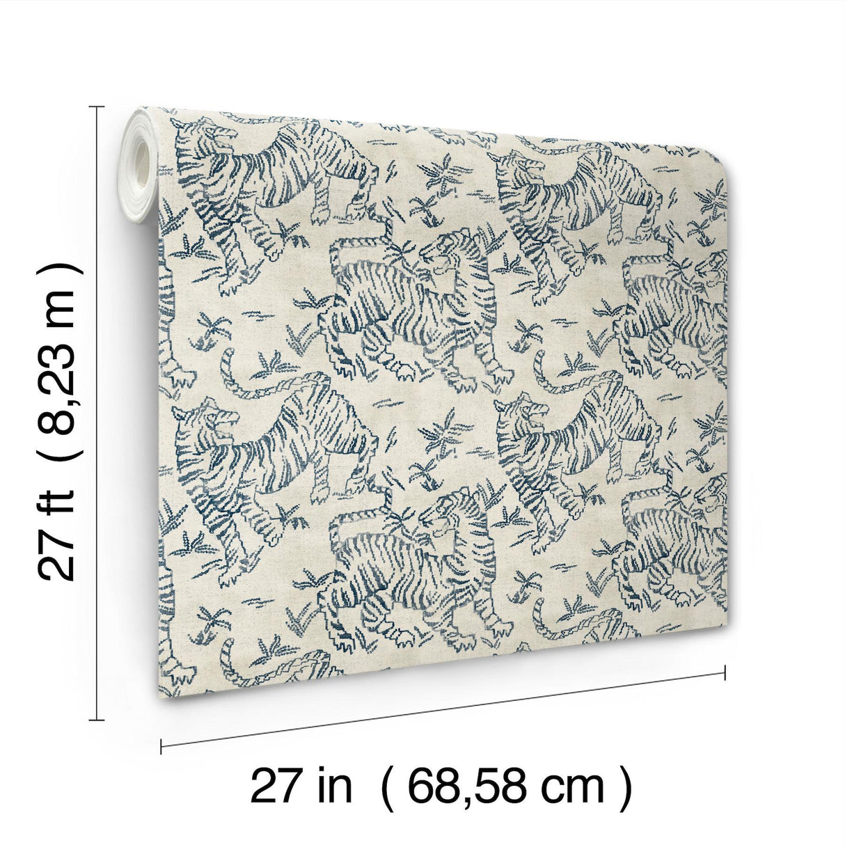 Lemieux et Cie Orly Tigers Indigo Off-White Wallpaper
