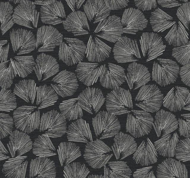 Lemieux et Cie Elora Leaf Black Black Wallpaper