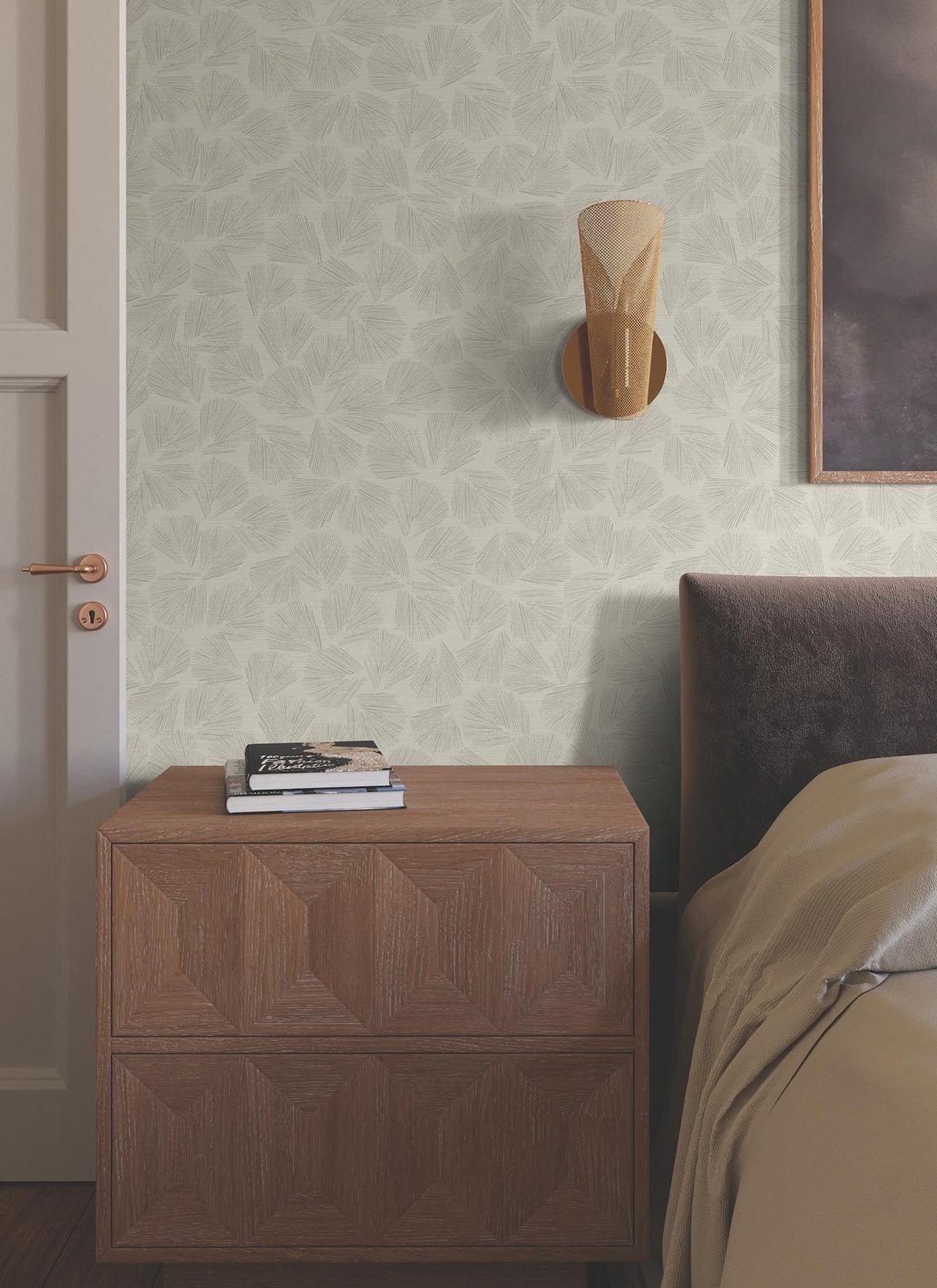 Lemieux et Cie Elora Leaf Taupe Brown Wallpaper
