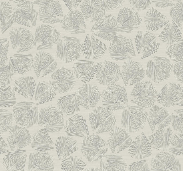 Lemieux et Cie Elora Leaf Grey Grey Wallpaper