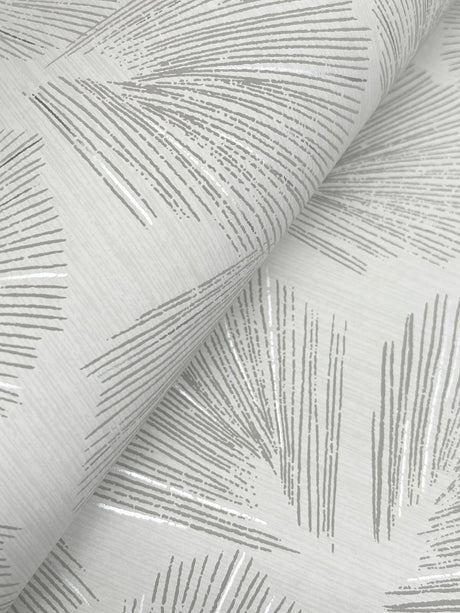 Lemieux et Cie Elora Leaf Grey Grey Wallpaper