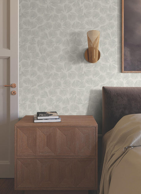 Lemieux et Cie Elora Leaf Grey Grey Wallpaper