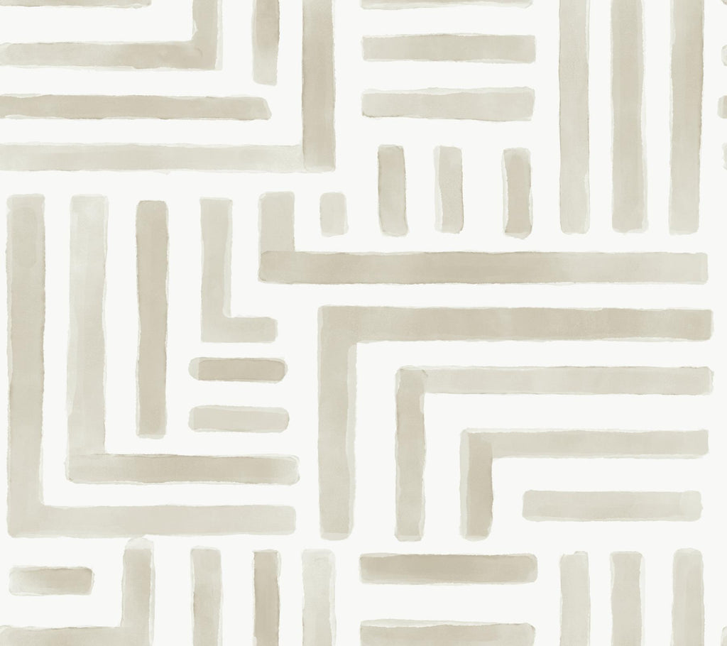 Lemieux et Cie Painterly Labyrinth Light Neutral Beige Wallpaper