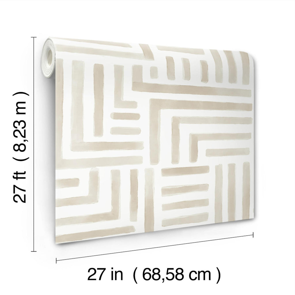 Lemieux et Cie Painterly Labyrinth Light Neutral Beige Wallpaper