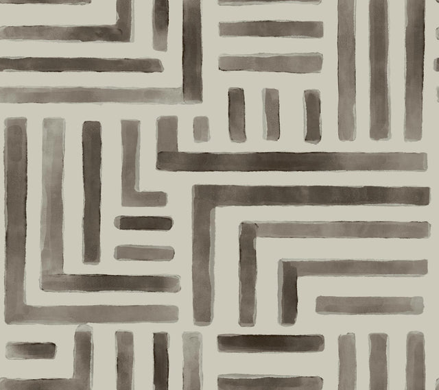 Lemieux et Cie Painterly Labyrinth Warm Neutral Brown Wallpaper