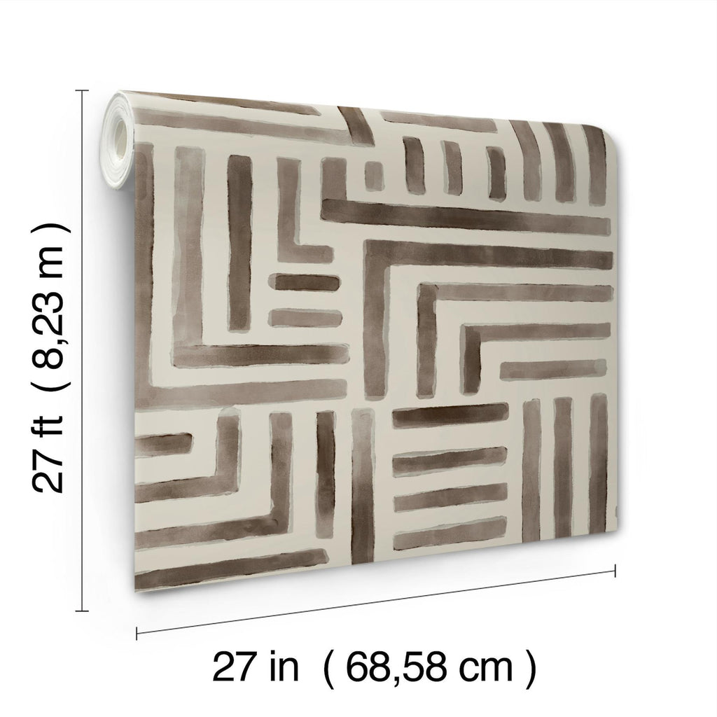 Lemieux et Cie Painterly Labyrinth Warm Neutral Brown Wallpaper