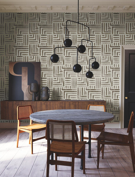 Lemieux et Cie Painterly Labyrinth Warm Neutral Brown Wallpaper