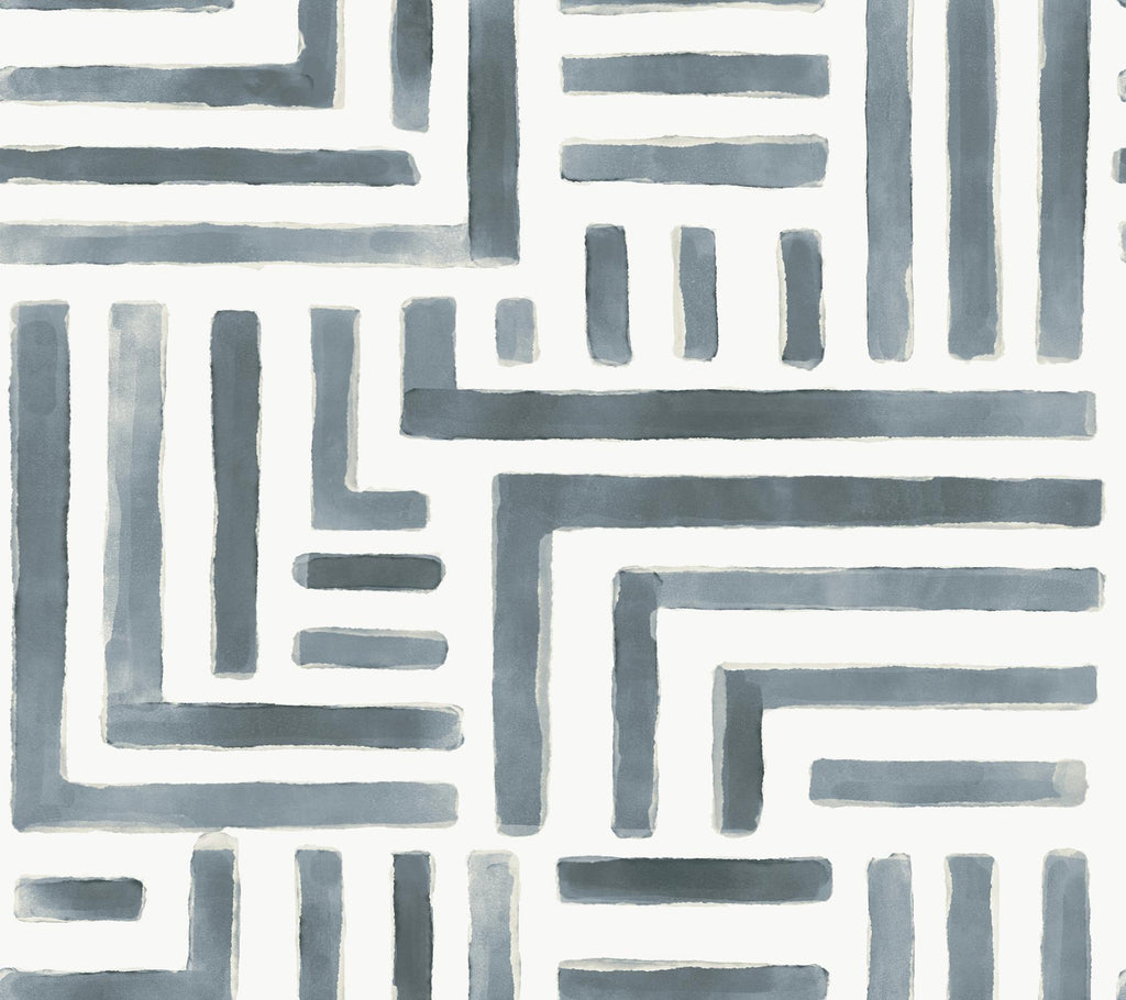 Lemieux et Cie Painterly Labyrinth Aqua Blue Wallpaper