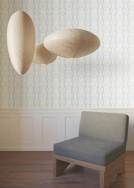 Lemieux et Cie La Broderie Sky Blue Blue Wallpaper
