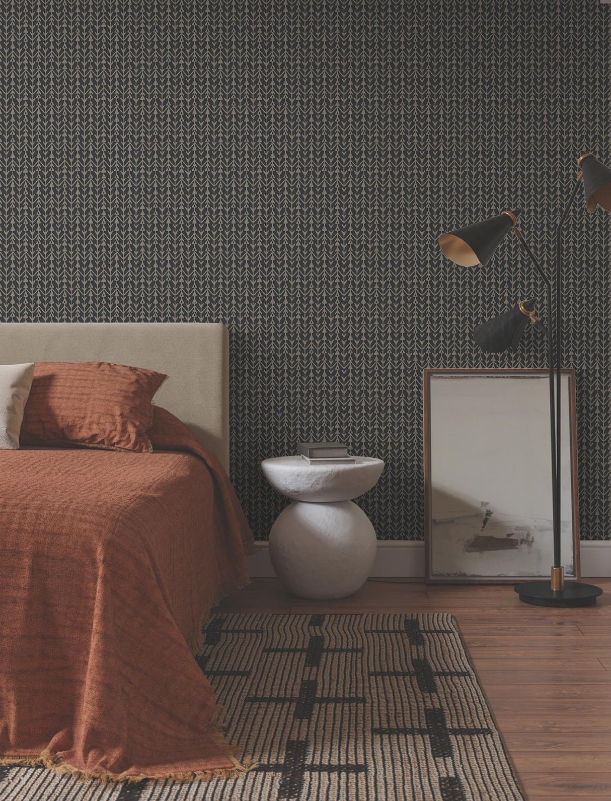 Lemieux et Cie Martigue Stripe Black Black Wallpaper