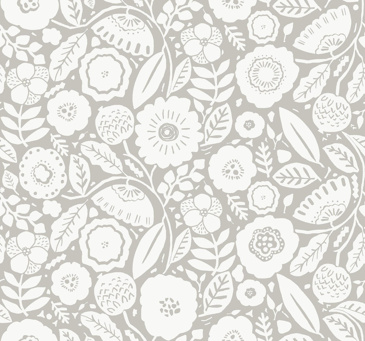 Lemieux et Cie Camille Blossom Grey Grey Wallpaper
