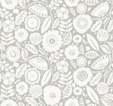 Lemieux et Cie Camille Blossom Grey Grey Wallpaper