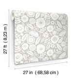 Lemieux et Cie Camille Blossom Grey Grey Wallpaper