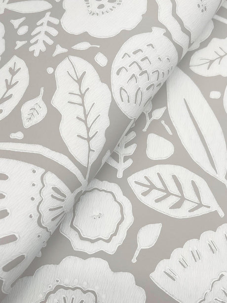 Lemieux et Cie Camille Blossom Grey Grey Wallpaper