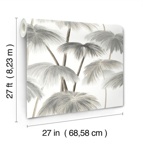 Lemieux et Cie Plein Air Palms Black & White Grey Wallpaper