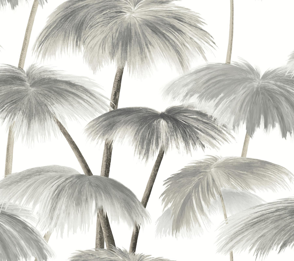 Lemieux et Cie Plein Air Palms Black & White Grey Wallpaper