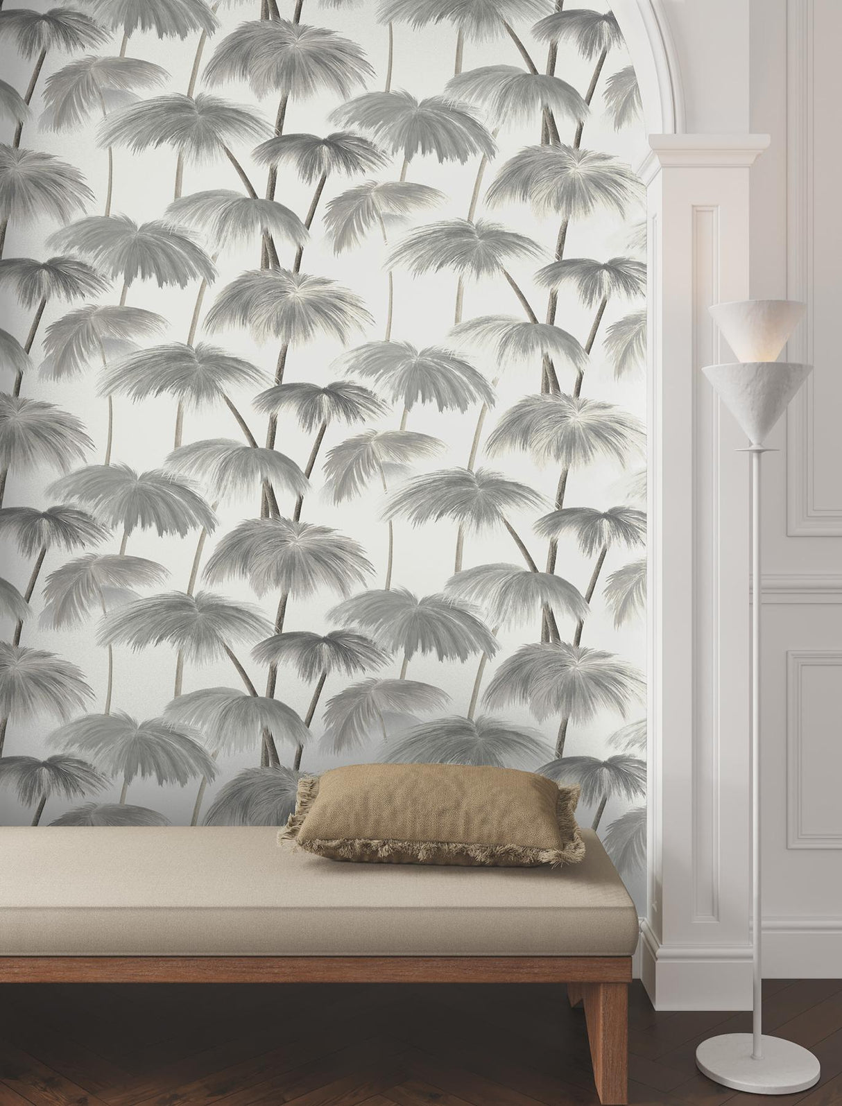 Lemieux et Cie Plein Air Palms Black & White Grey Wallpaper